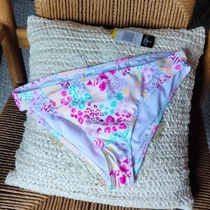 California Waves Juniors Floral Hipster Scoop Bikini Bottoms, mukticolored, sz M